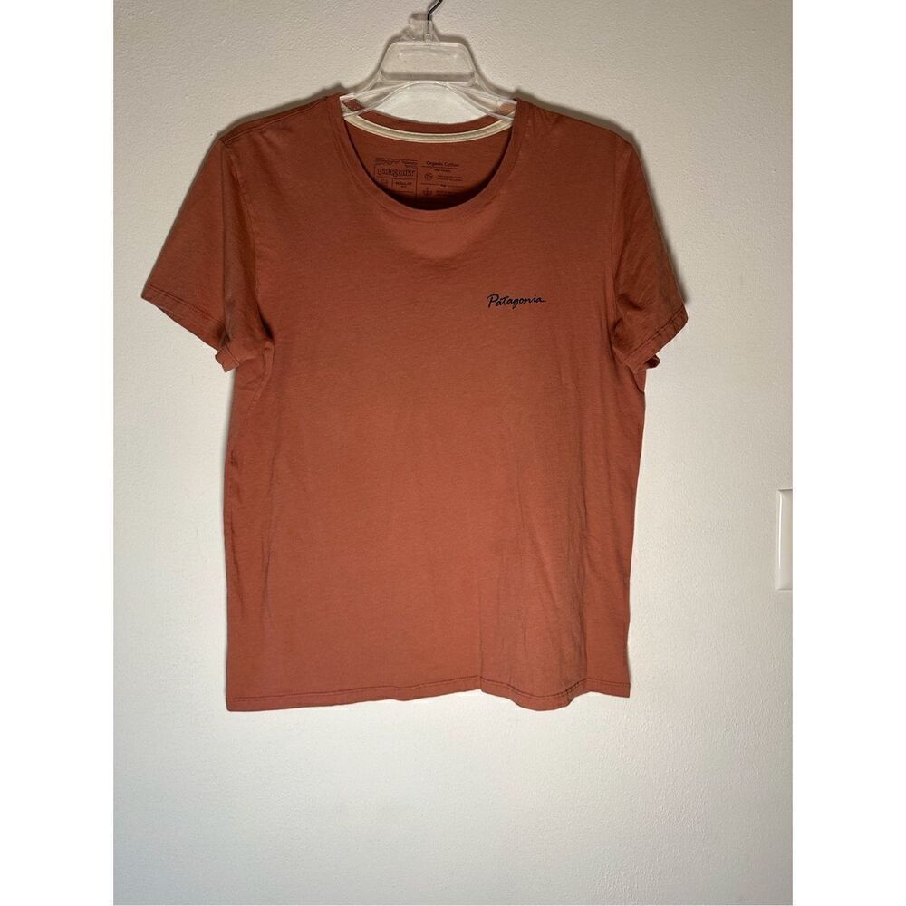Patagonia womens organic cotton salmon pink short sleeve t-shirt size M #13-1577